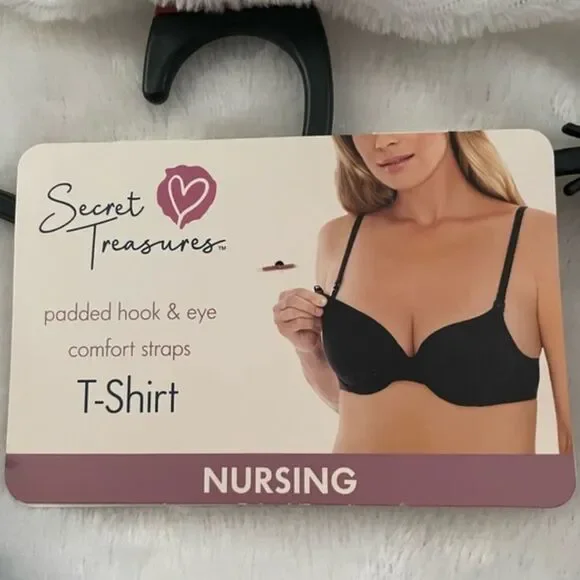 Nwt Secret Treasures Maternity Nursing Bra padded Black adjustable strap 34D,36C - Picture 6 of 7
